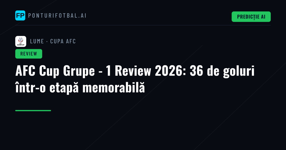 AFC Cup Grupe - 1 Review 2026: 36 de goluri într-o etapă memorabilă