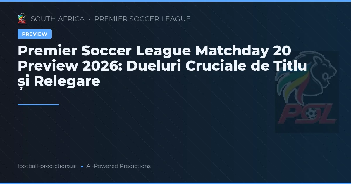 Premier Soccer League Matchday 20 Preview 2026: Dueluri Cruciale de Titlu și Relegare