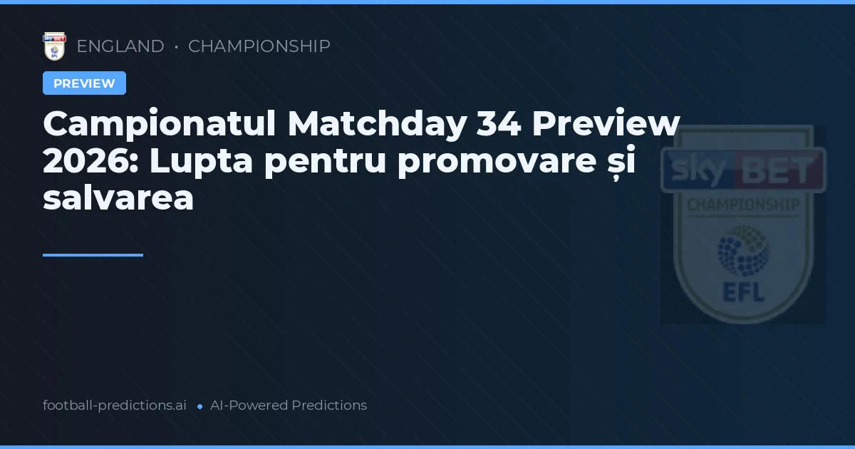 Campionatul Matchday 34 Preview 2026: Lupta pentru promovare și salvarea
