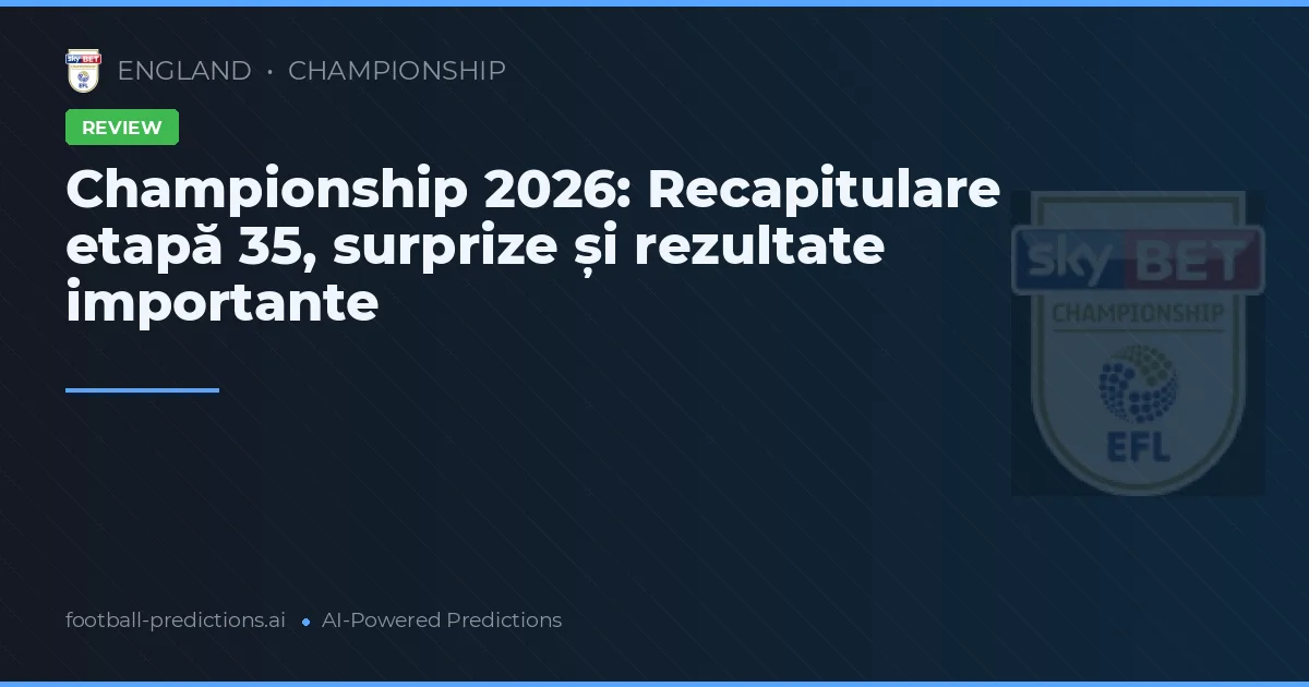 Championship 2026: Recapitulare etapă 35, surprize și rezultate importante