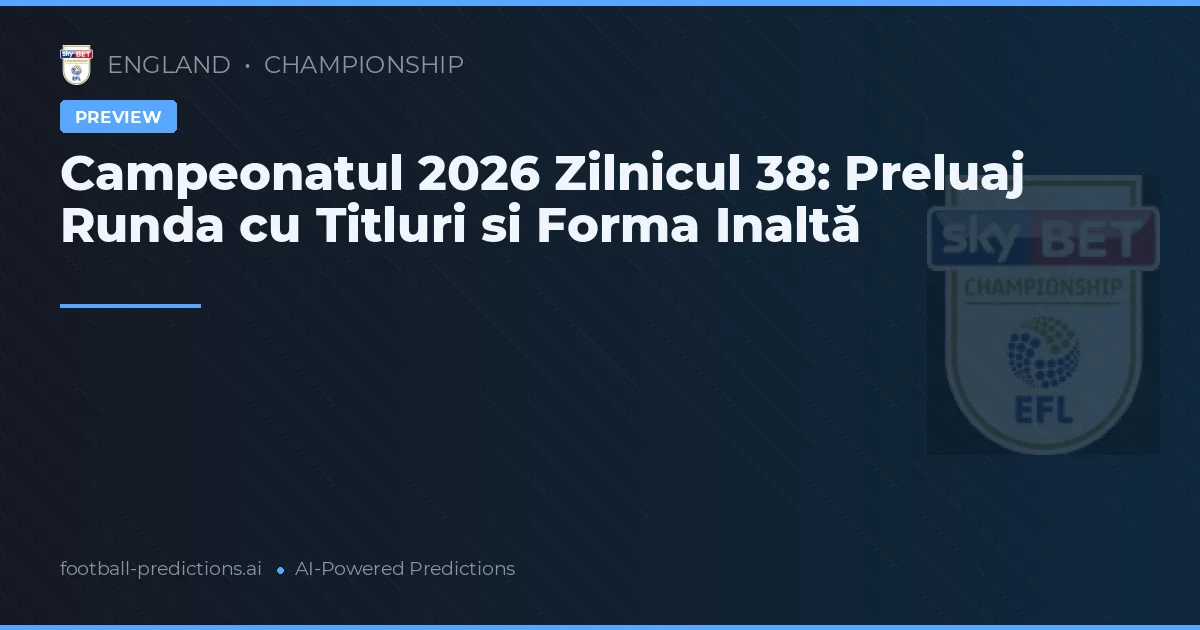 Campeonatul 2026 Zilnicul 38: Preluaj Runda cu Titluri si Forma Inaltă