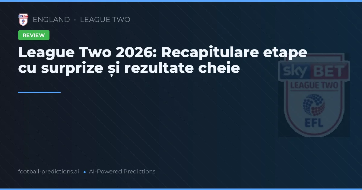 League Two 2026: Recapitulare etape cu surprize și rezultate cheie