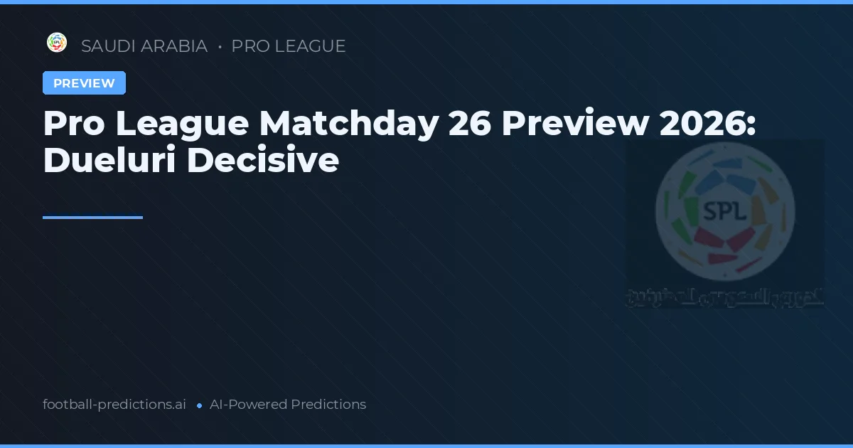Pro League Matchday 26 Preview 2026: Dueluri Decisive