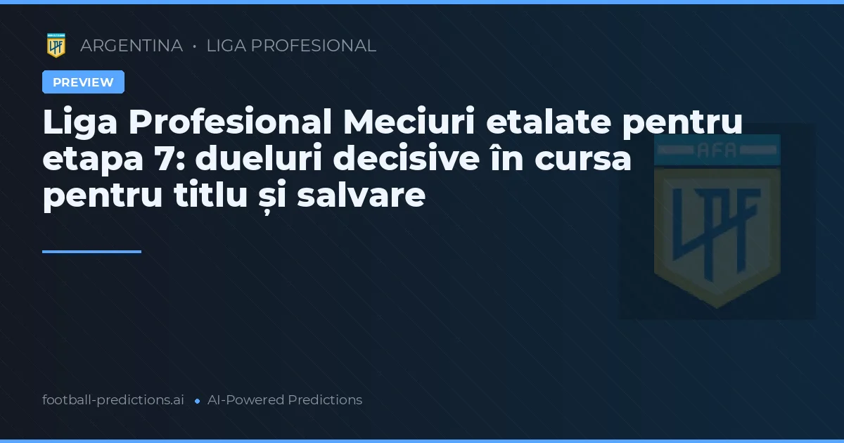 Liga Profesional Meciuri etalate pentru etapa 7: dueluri decisive în cursa pentru titlu și salvare