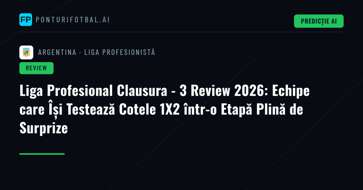 Liga Profesional Clausura - 3 Review 2026: Echipe care Își Testează Cotele 1X2 într-o Etapă Plină de Surprize