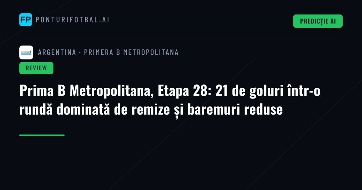 Prima B Metropolitana, Etapa 28: 21 de goluri într-o rundă dominată de remize și baremuri reduse