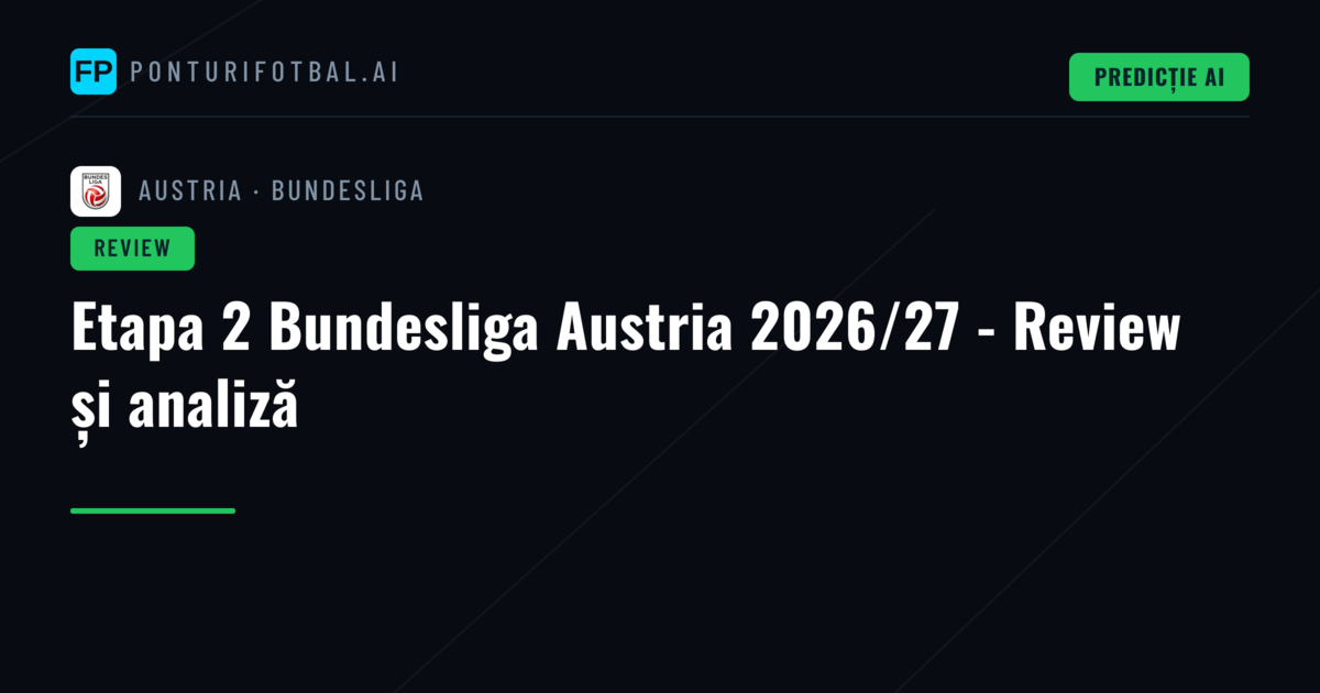 Etapa 2 Bundesliga Austria 2026/27 - Review și analiză