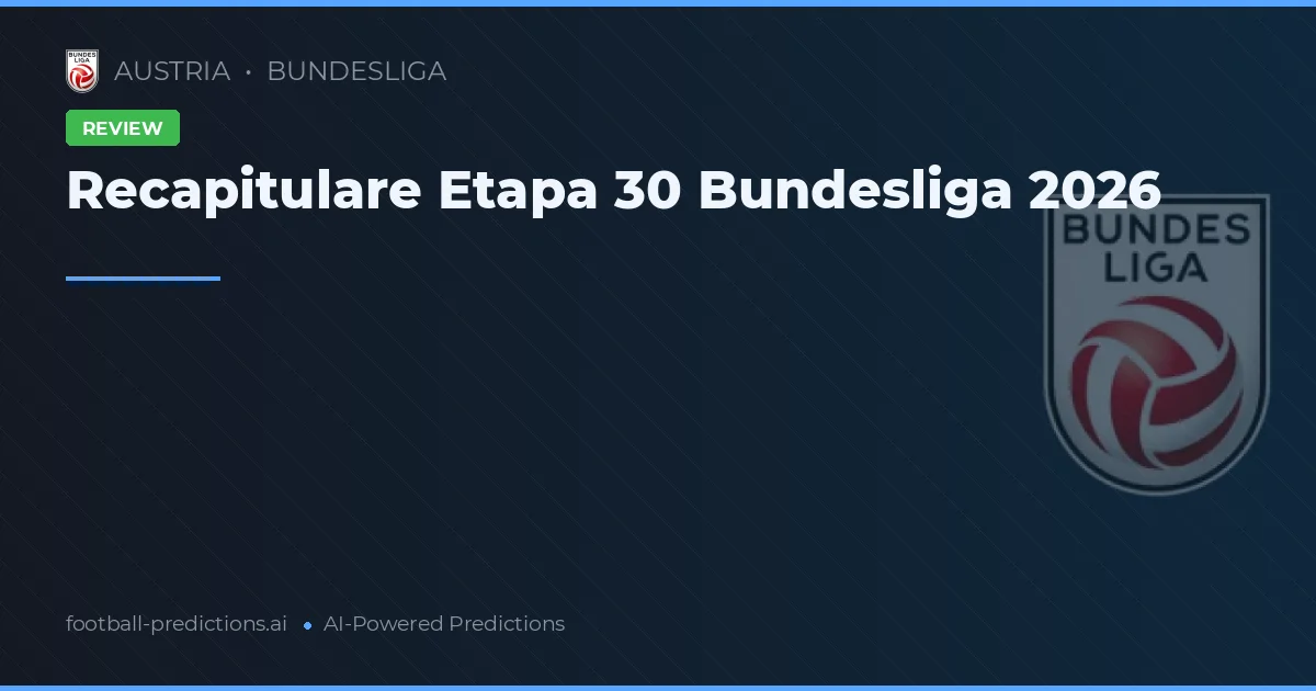 Recapitulare Etapa 30 Bundesliga 2026