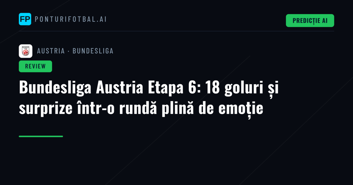Bundesliga Austria Etapa 6: 18 goluri și surprize într-o rundă plină de emoție