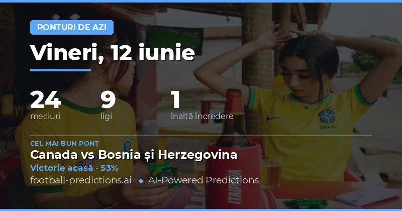 Pronosticuri și Ponturi Fotbal — Vineri, 12 iunie, 2026