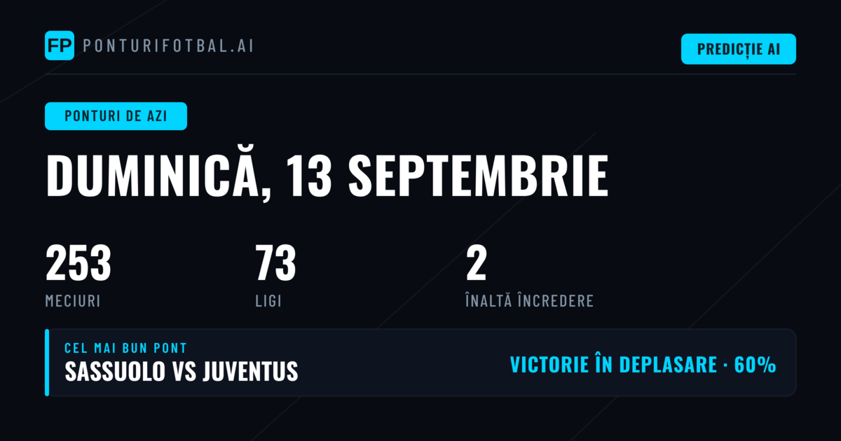 Analiza Pieței de Pariuri pentru Duminică, 13 Sep 2026