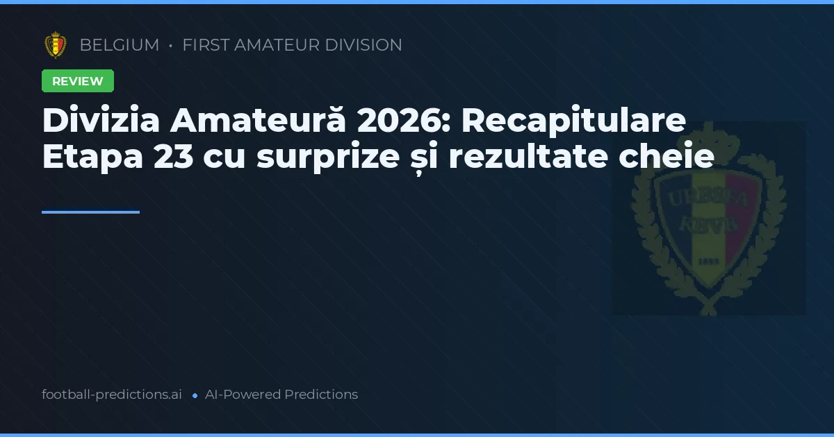 Divizia Amateură 2026: Recapitulare Etapa 23 cu surprize și rezultate cheie