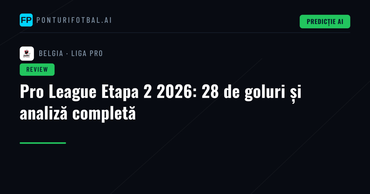 Pro League Etapa 2 2026: 28 de goluri și analiză completă