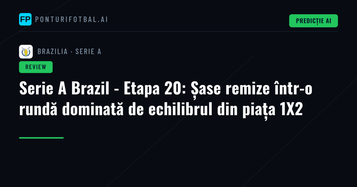 Serie A Brazil - Etapa 20: Șase remize într-o rundă dominată de echilibrul din piața 1X2
