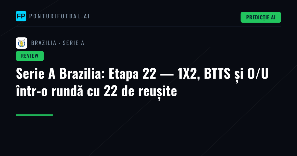 Serie A Brazilia: Etapa 22 — 1X2, BTTS și O/U într-o rundă cu 22 de reușite