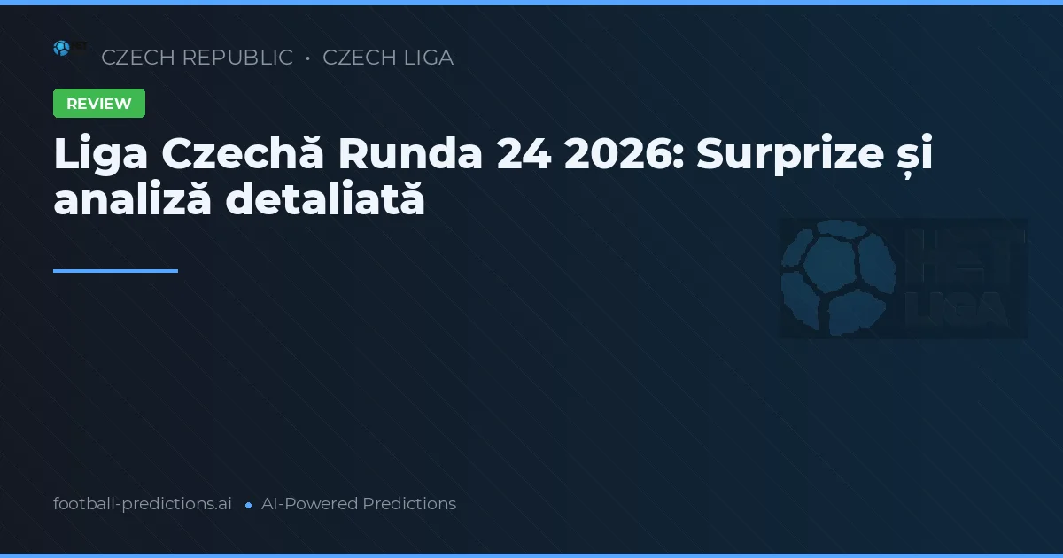Liga Czechă Runda 24 2026: Surprize și analiză detaliată