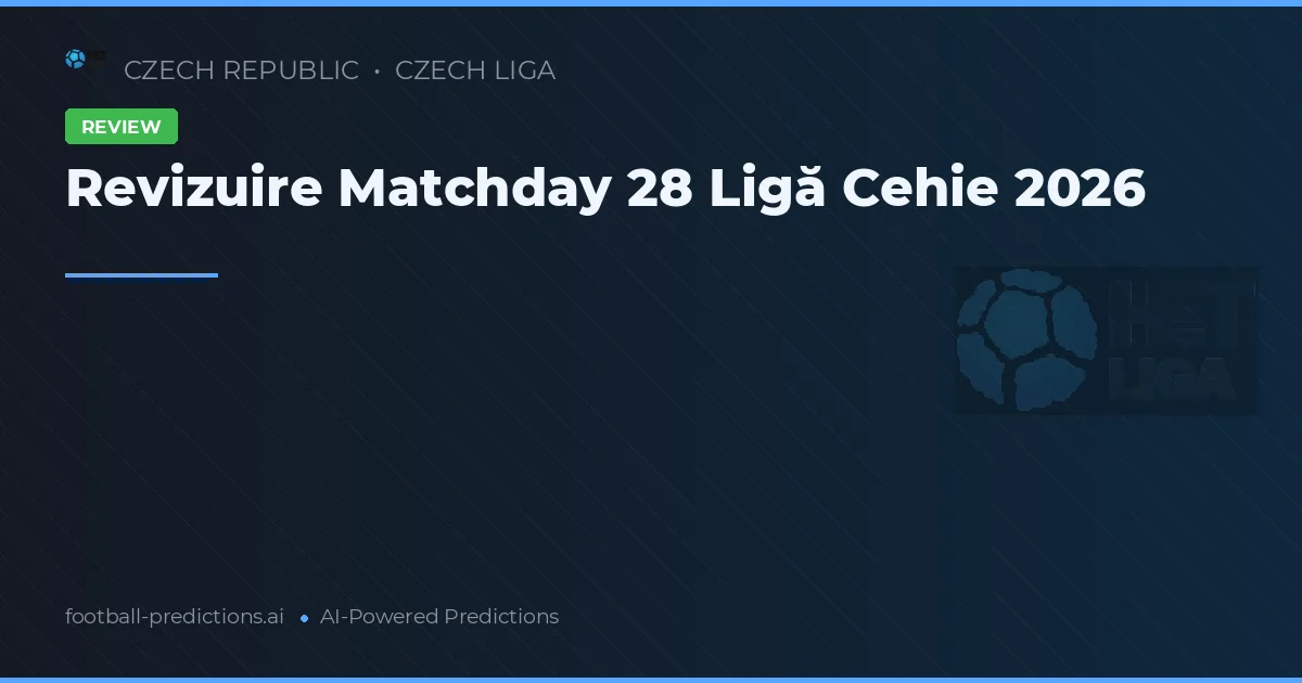 Revizuire Matchday 28 Ligă Cehie 2026