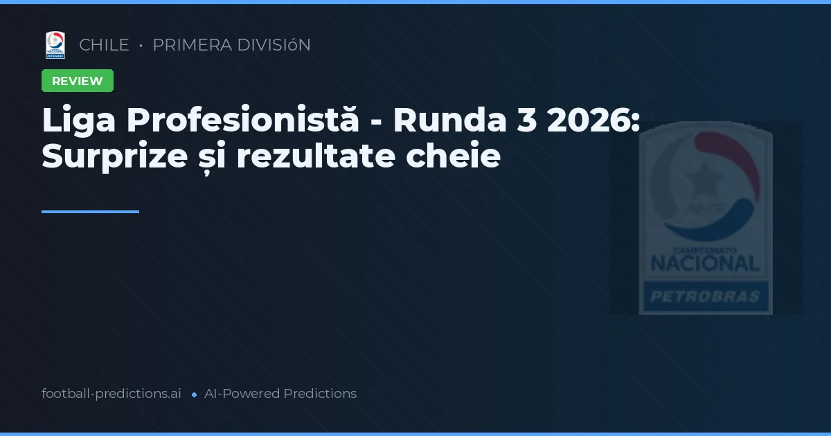 Liga Profesionistă - Runda 3 2026: Surprize și rezultate cheie