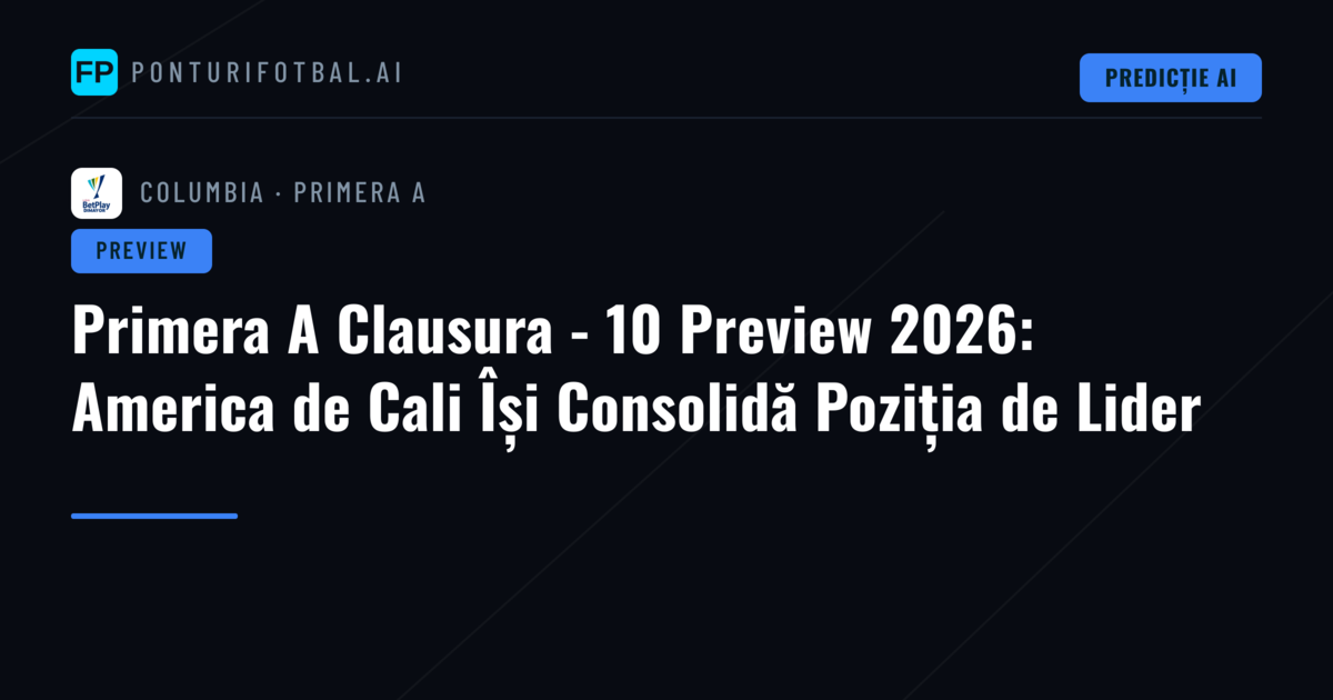 Primera A Clausura - 10 Preview 2026: America de Cali Își Consolidă Poziția de Lider
