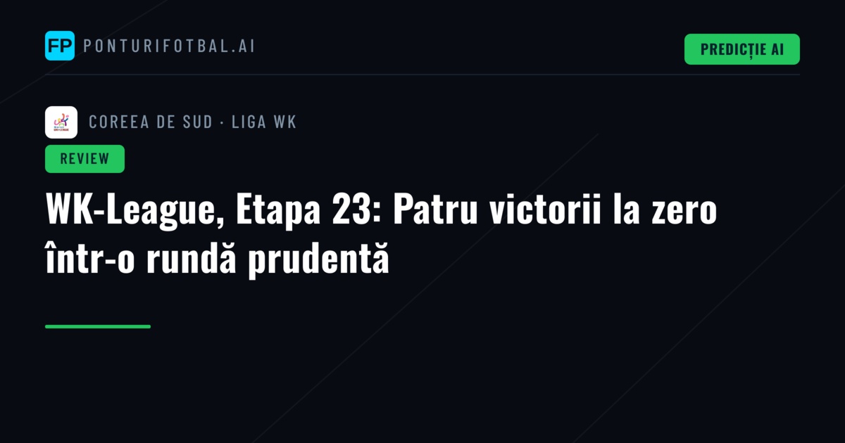 WK-League, Etapa 23: Patru victorii la zero într-o rundă prudentă