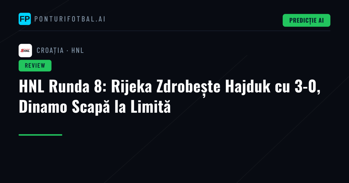 HNL Runda 8: Rijeka Zdrobește Hajduk cu 3-0, Dinamo Scapă la Limită