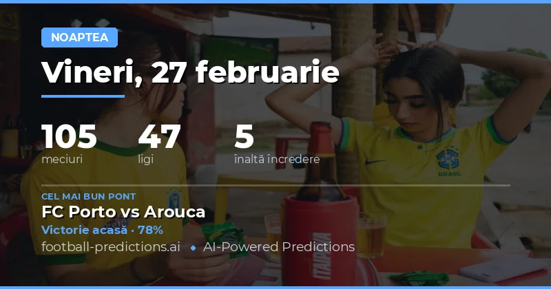 Predicții fotbal Diseară 27 februarie 2026: cele mai bune pariuri