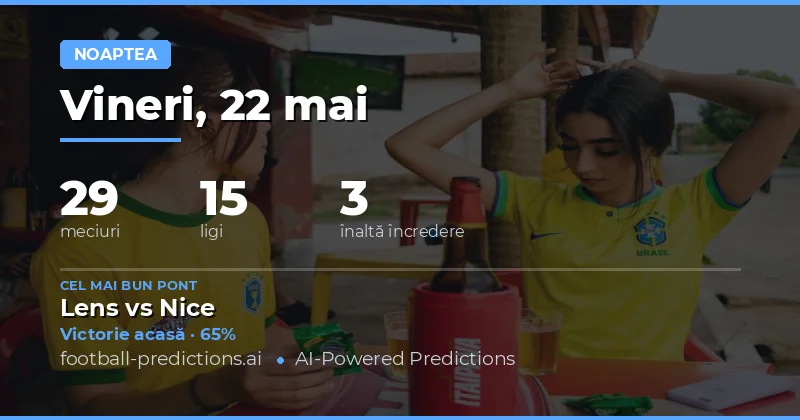 Predicții Fotbal pentru Meciurile din Seara Zilei de 22 Mai 2026
