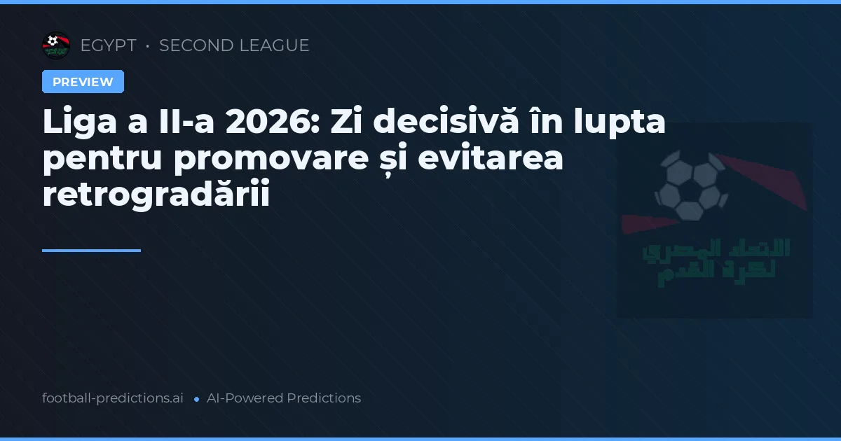 Liga a II-a 2026: Zi decisivă în lupta pentru promovare și evitarea retrogradării
