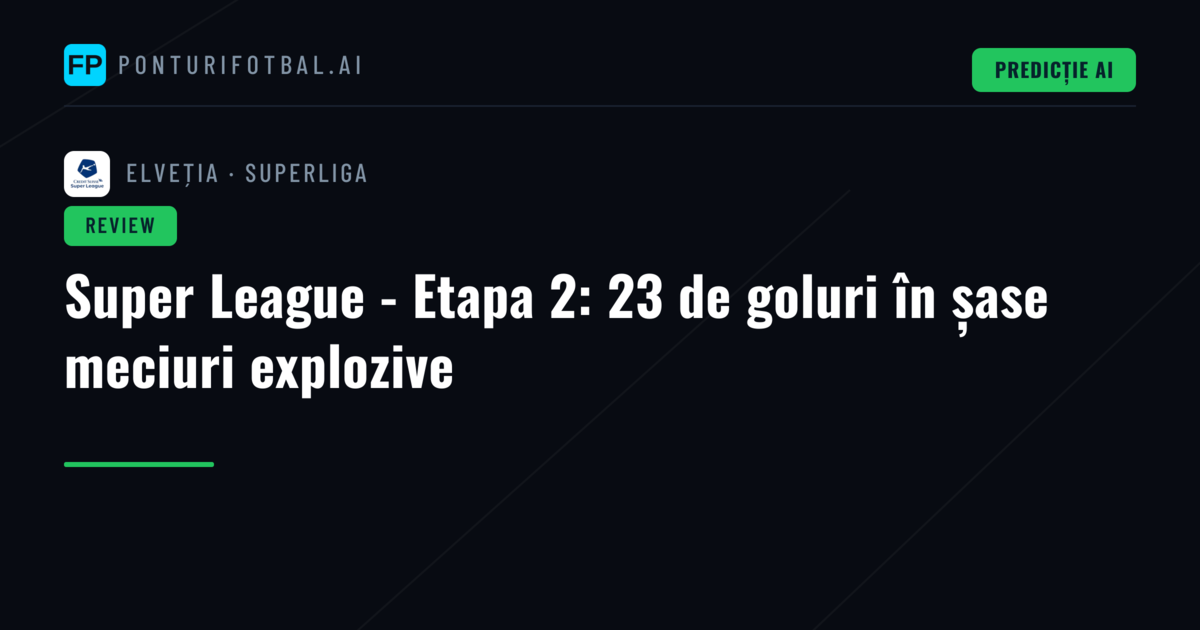 Super League - Etapa 2: 23 de goluri în șase meciuri explozive