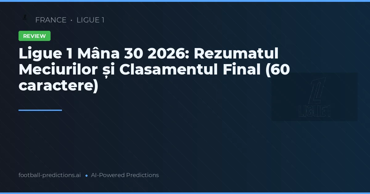 Ligue 1 Mâna 30 2026: Rezumatul Meciurilor și Clasamentul Final (60 caractere)