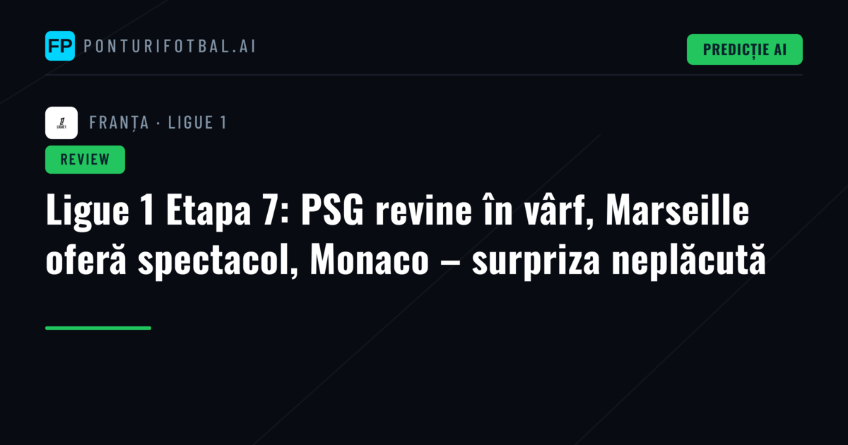 Ligue 1 Etapa 7: PSG revine în vârf, Marseille oferă spectacol, Monaco – surpriza neplăcută