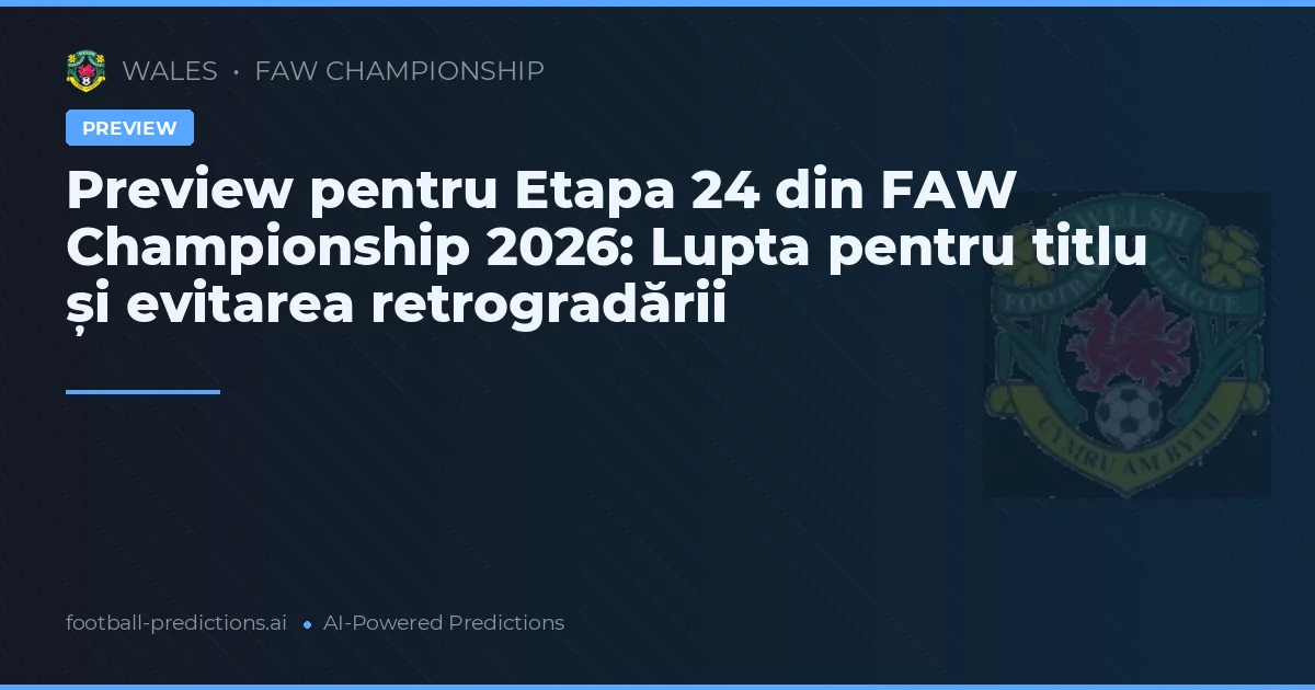 Preview pentru Etapa 24 din FAW Championship 2026: Lupta pentru titlu și evitarea retrogradării