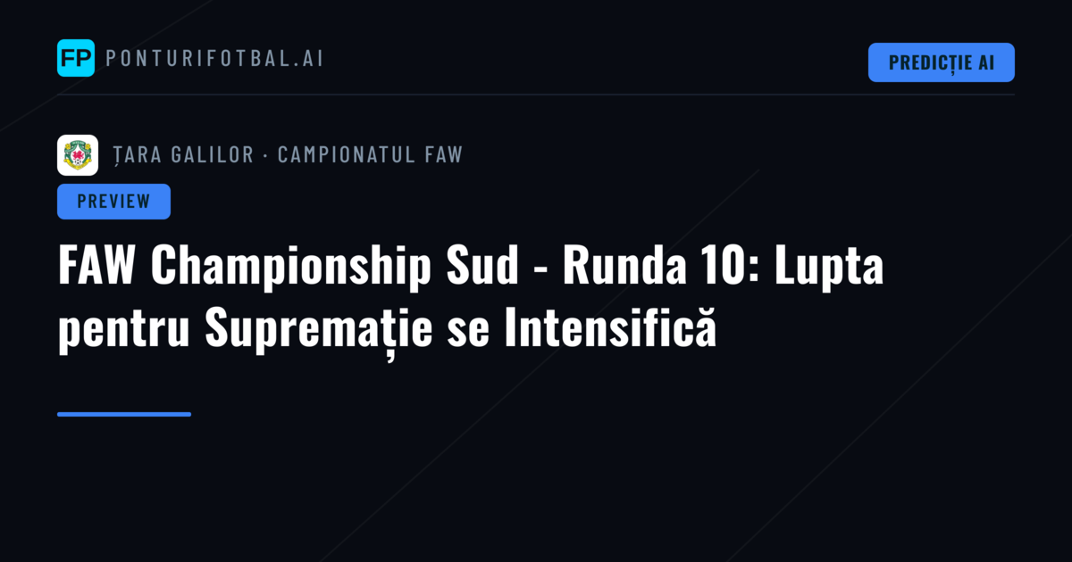 FAW Championship Sud - Runda 10: Lupta pentru Supremație se Intensifică