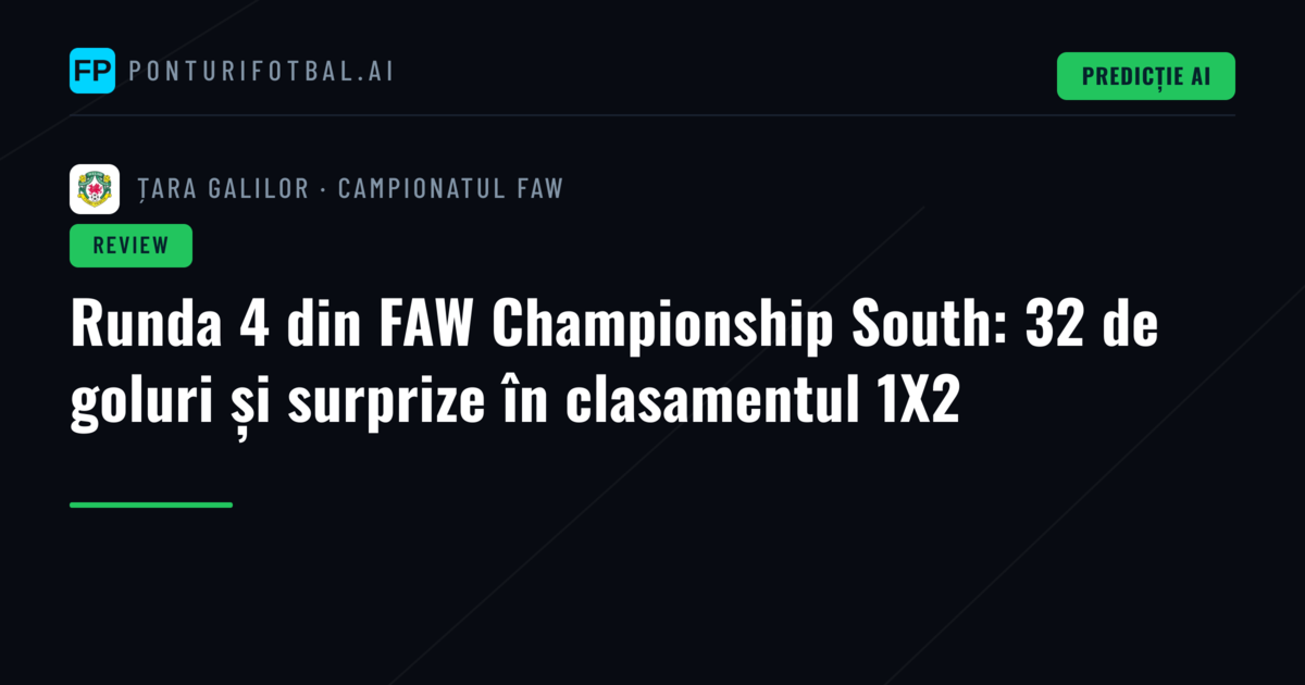 Runda 4 din FAW Championship South: 32 de goluri și surprize în clasamentul 1X2