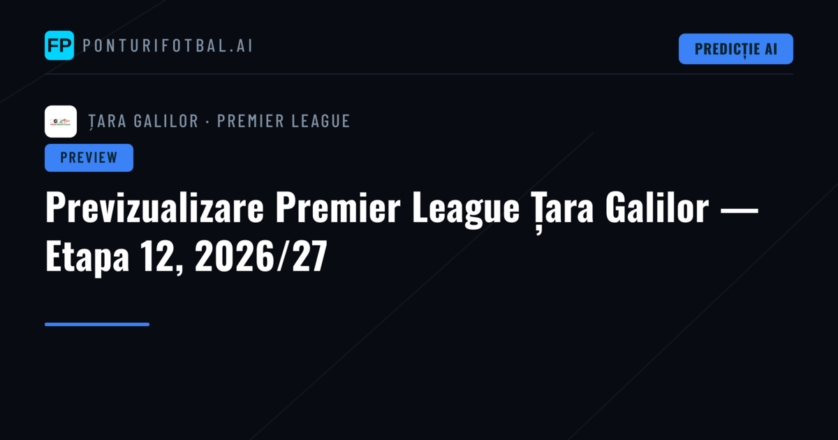 Previzualizare Premier League Țara Galilor — Etapa 12, 2026/27