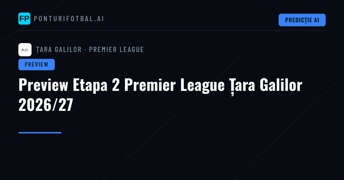 Preview Etapa 2 Premier League Țara Galilor 2026/27