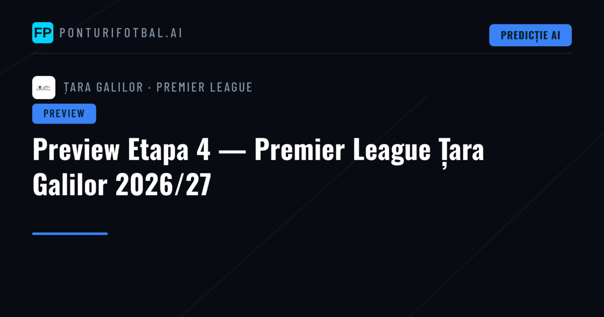 Preview Etapa 4 — Premier League Țara Galilor 2026/27