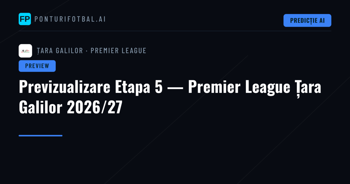 Previzualizare Etapa 5 — Premier League Țara Galilor 2026/27