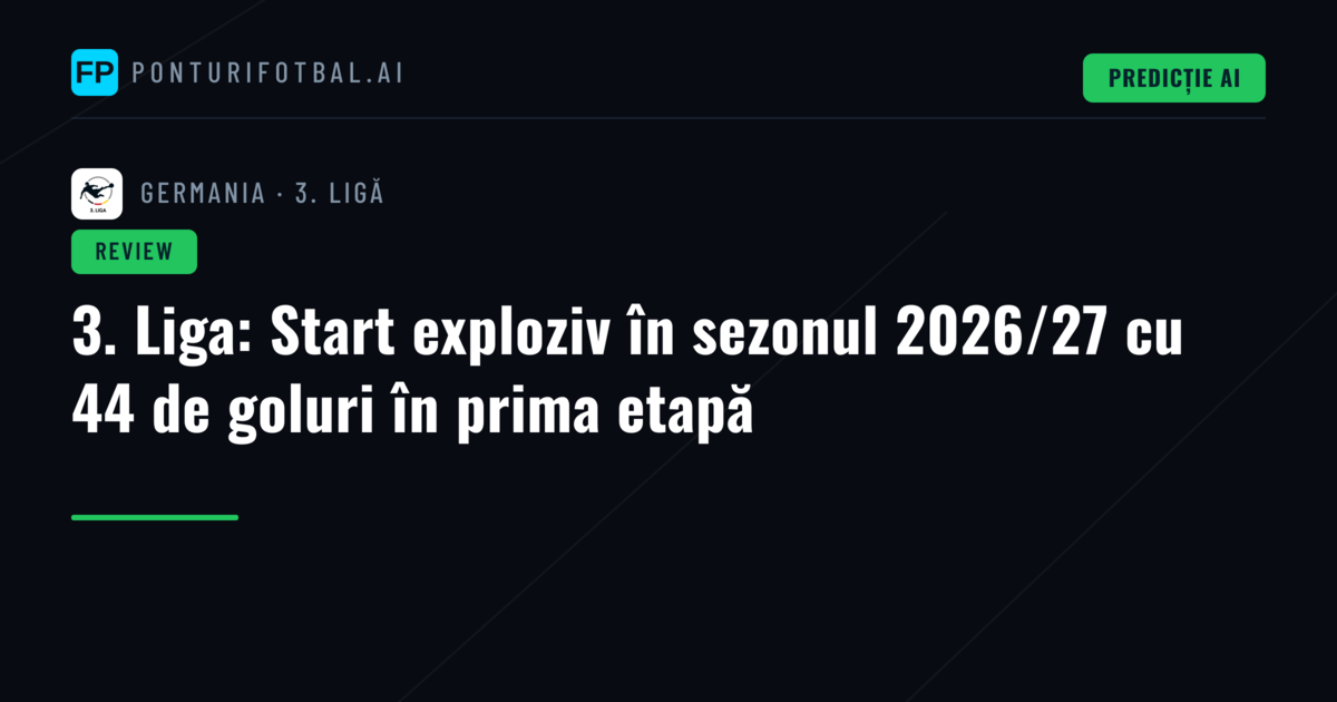 3. Liga: Start exploziv în sezonul 2026/27 cu 44 de goluri în prima etapă