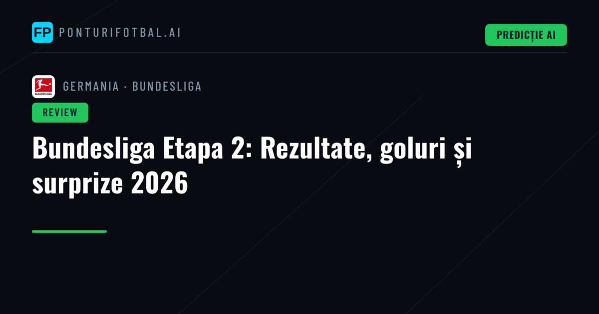 Bundesliga Etapa 2: Rezultate, goluri și surprize 2026