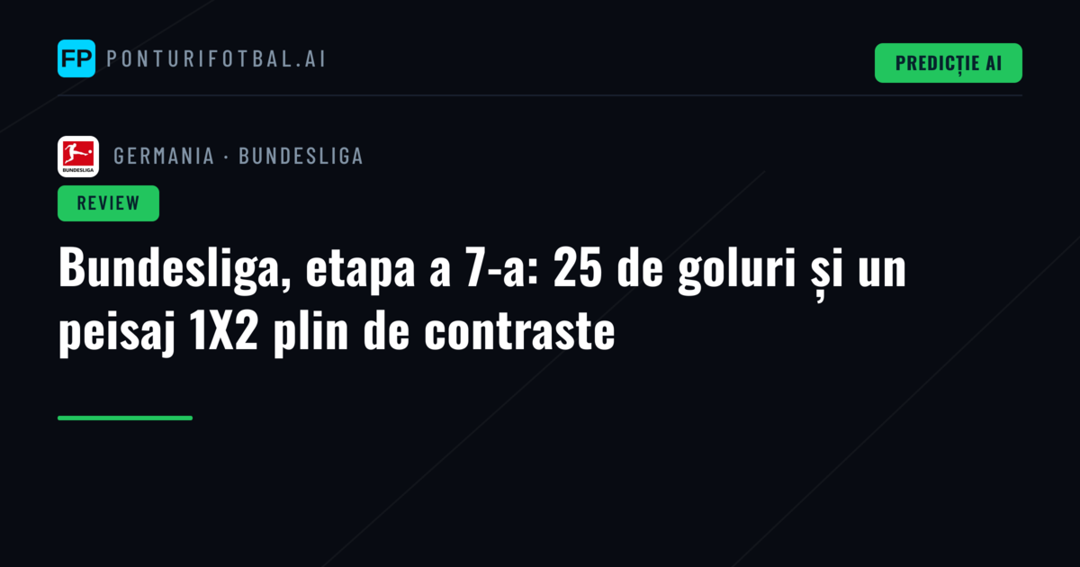 Bundesliga, etapa a 7-a: 25 de goluri și un peisaj 1X2 plin de contraste