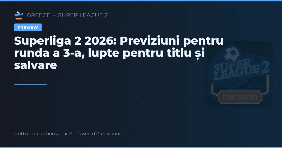 Superliga 2 2026: Previziuni pentru runda a 3-a, lupte pentru titlu și salvare