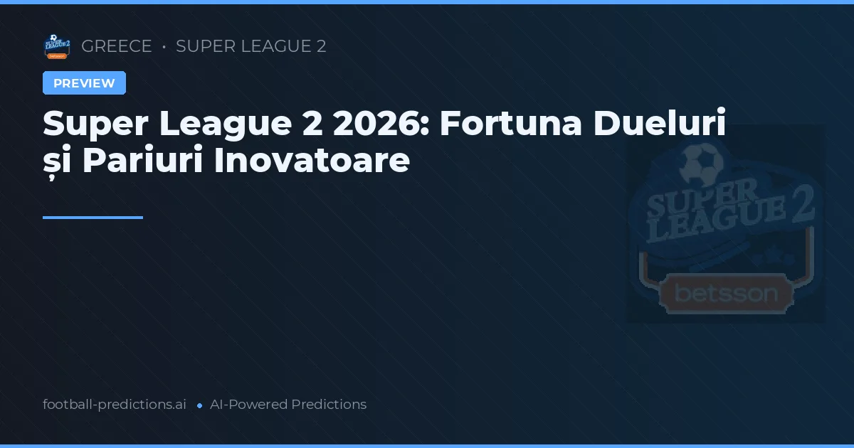 Super League 2 2026: Fortuna Dueluri și Pariuri Inovatoare