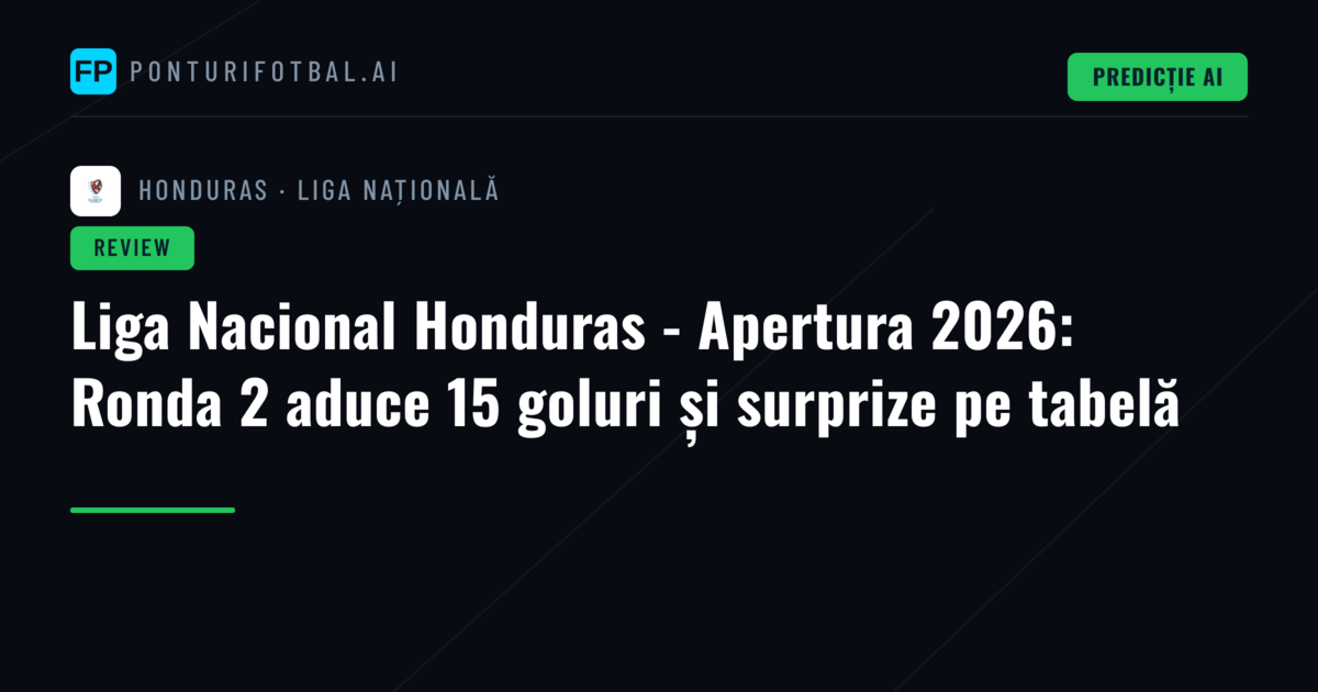 Liga Nacional Honduras - Apertura 2026: Ronda 2 aduce 15 goluri și surprize pe tabelă