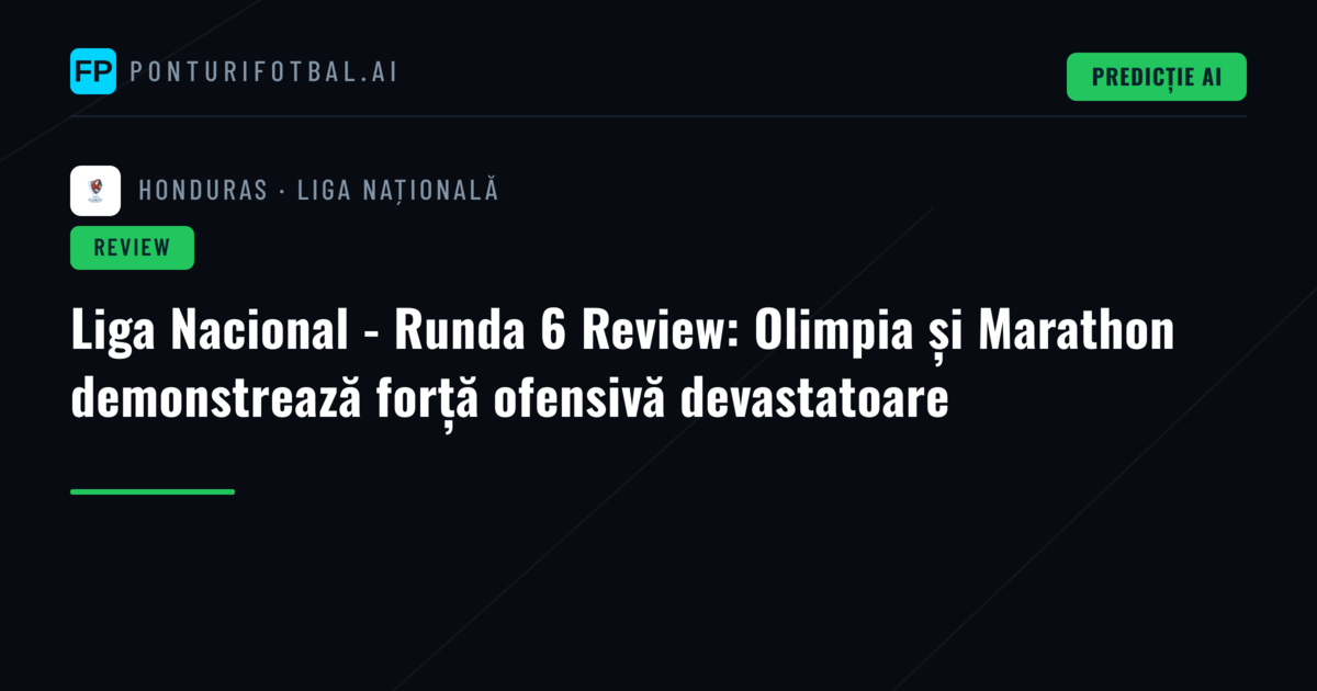 Liga Nacional - Runda 6 Review: Olimpia și Marathon demonstrează forță ofensivă devastatoare