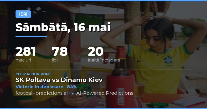 Sinteză Performanță Predicții Fotbal 16 Mai 2026