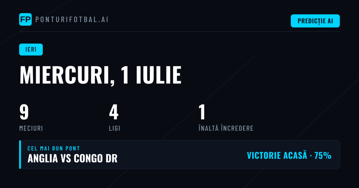 Evaluarea Generală a Ponturilor din 1 Iulie 2026