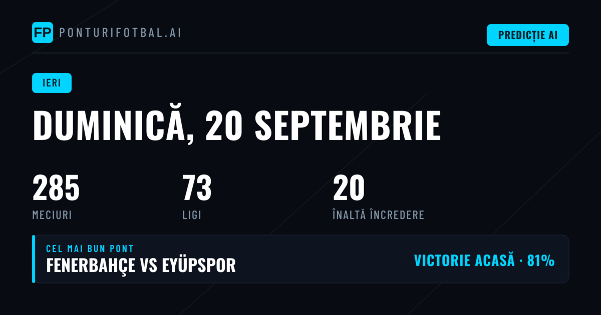 Recenzie Rezultate Duminică 20 Sep 2026