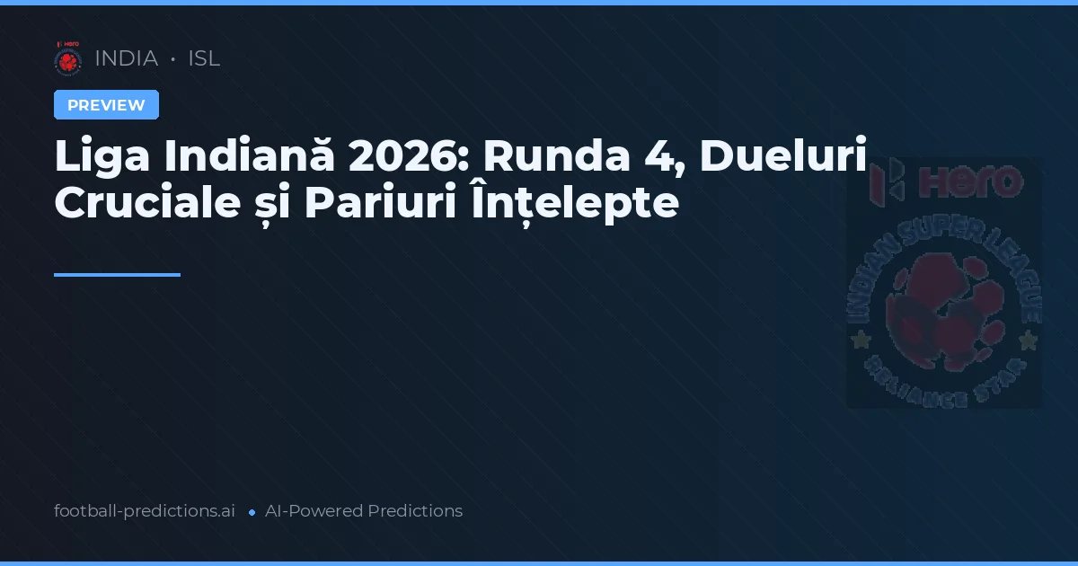 Liga Indiană 2026: Runda 4, Dueluri Cruciale și Pariuri Înțelepte
