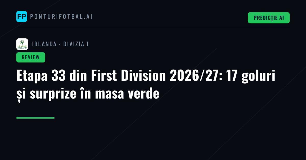Etapa 33 din First Division 2026/27: 17 goluri și surprize în masa verde